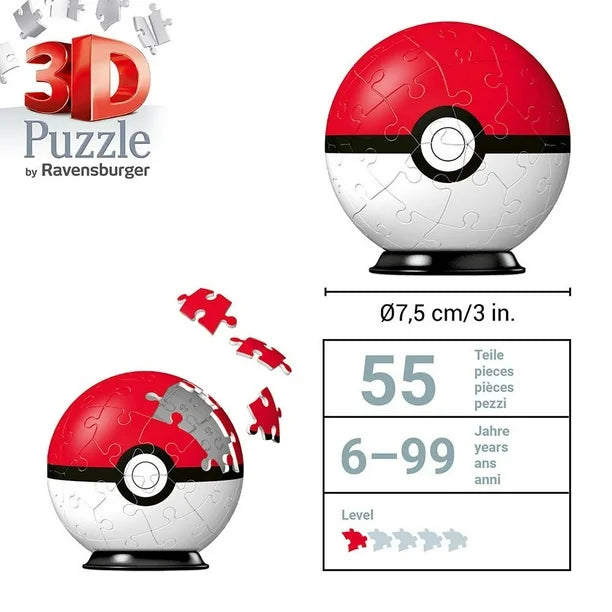 Rompecabezas 3D Pokeball Ravensburger 54 piezas