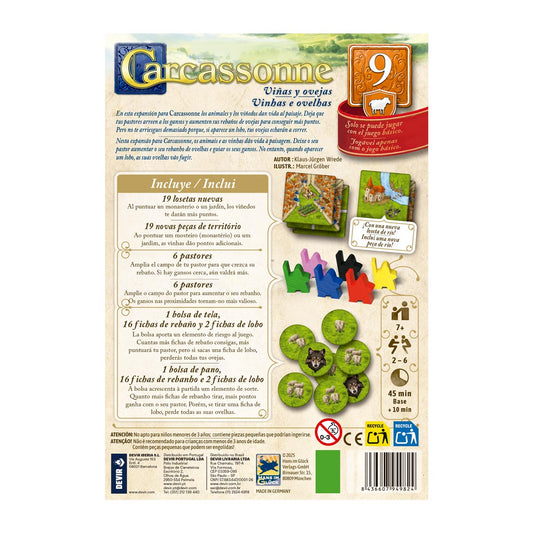 Carcassonne Expansión 9: Viñas y Ovejas (Tercera Edición) - ESPAÑOL