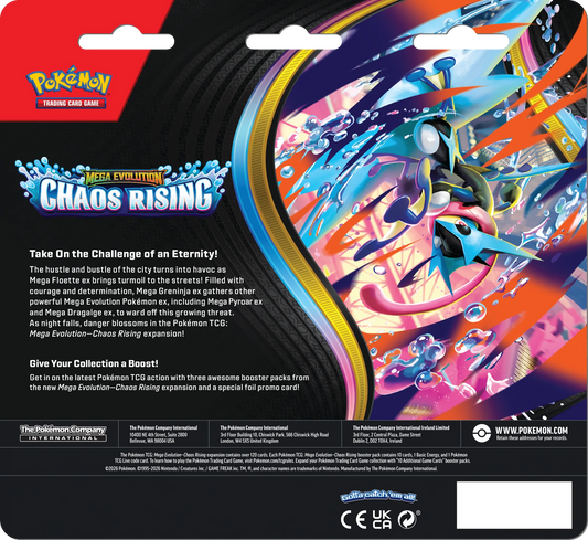 Pokémon TCG: Chaos Rising- 3-Pack Blister- INGLES