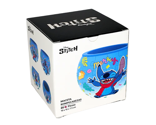 Rompecabezas Disney 3D Maceta Stitch Bailando 80 Piezas De Plástico