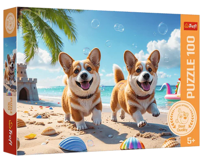 Perritos en la Arena Rompecabezas de 100 Piezas Trefl