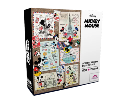 Rompecabezas Mickey y Minnie de Viaje 600 Piezas de Plástico Disney
