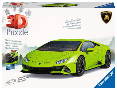 Rompecabezas Ravensburger 3D Lamborghini Huracán Verde. 108 pz