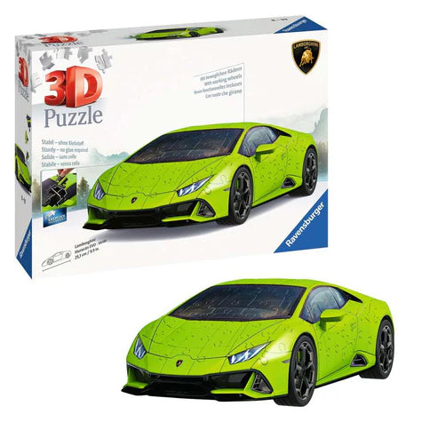 Rompecabezas Ravensburger 3D Lamborghini Huracán Verde. 108 pz