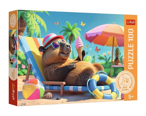 Capibara Estilo Relajado Rompecabezas 100 Piezas Trefl