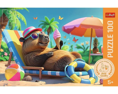 Capibara Estilo Relajado Rompecabezas 100 Piezas Trefl