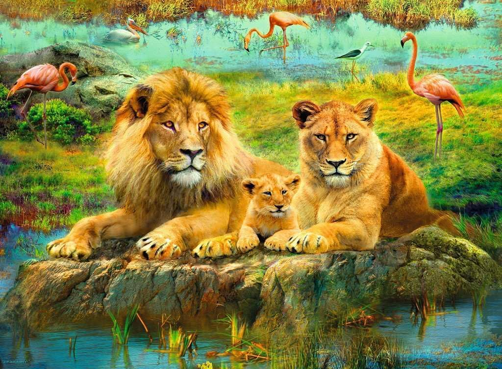 Rompecabezas Leones en la Sabana 500 piezas