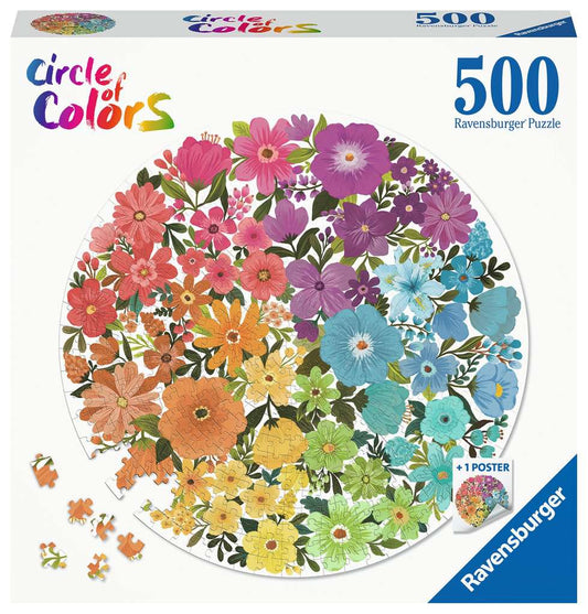Rompecabezas 500 Piezas Círculo de Colores: Flores, Multicolor 17167