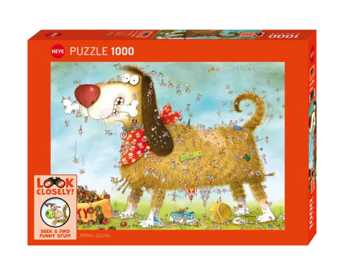 Rompecabezas Look Closely Degano:  Vida de Perros 1000 Piezas Marca Heye