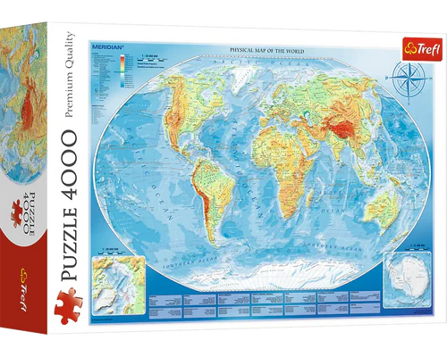 Mapa Físico del Mundo: Rompecabezas 4000 Piezas Trefl
