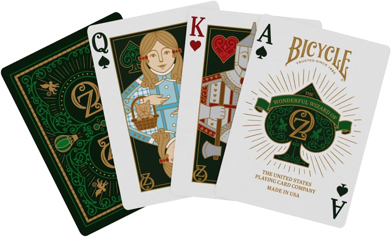 Bicycle Wizard of Oz - Baraja de cartas inspirada en oz, esmeralda y oro, 1 baraja
