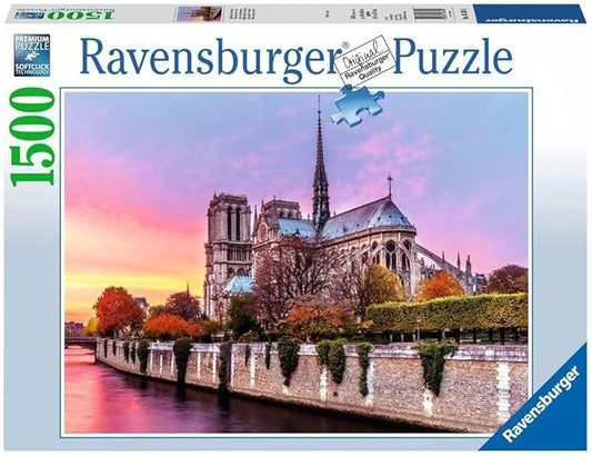 Ravensburger Puzzle Notre Dame al Atardecer 1500 Piezas | Rompecabezas Multicolor para Adultos y Jóvenes