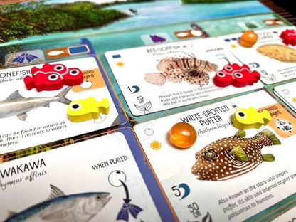 Stonemaier Games: Finspan Upgrade Pack | Huevos blandos y fichas de pescado de madera | 40 fichas jóvenes, 20 fichas escolares y 50 fichas de huevo blando (plástico TPR)