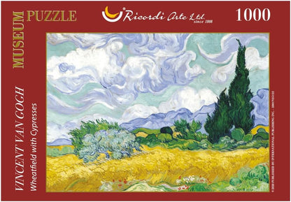 Van Gogh - Campos de Trigo con Cipreses: Rompecabezas de Arte 1000 Piezas Ricordi
