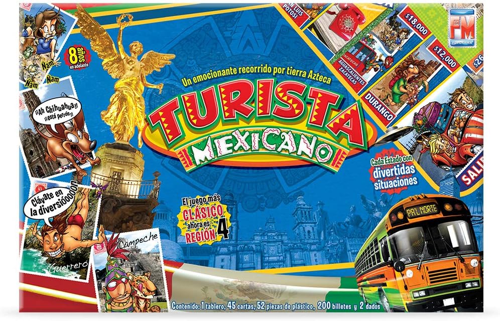 Juego de Mesa Turista Mexicano: Recorre México, Compra y Vende Estados, Construye Casas y Hoteles, Pide Préstamos o Hipoteca Propiedades
