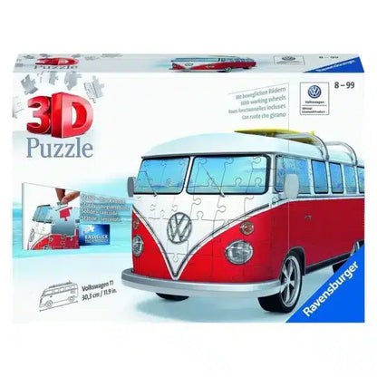 Rompecabezas 3D Furgoneta Volkswagen clásica roja y blanca 162 piezas 12516 RAVENS