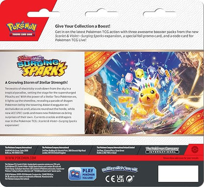 Pokémon TCG Scarlet & Violet 08  Surging Sparks Three-Booster Blister  ESPAÑOL