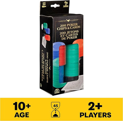Juego de 200 fichas de póquer y baraja