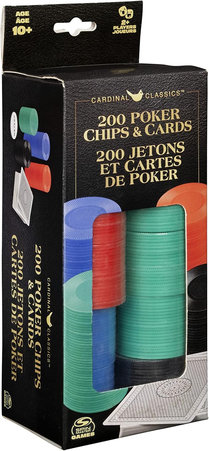 Juego de 200 fichas de póquer y baraja