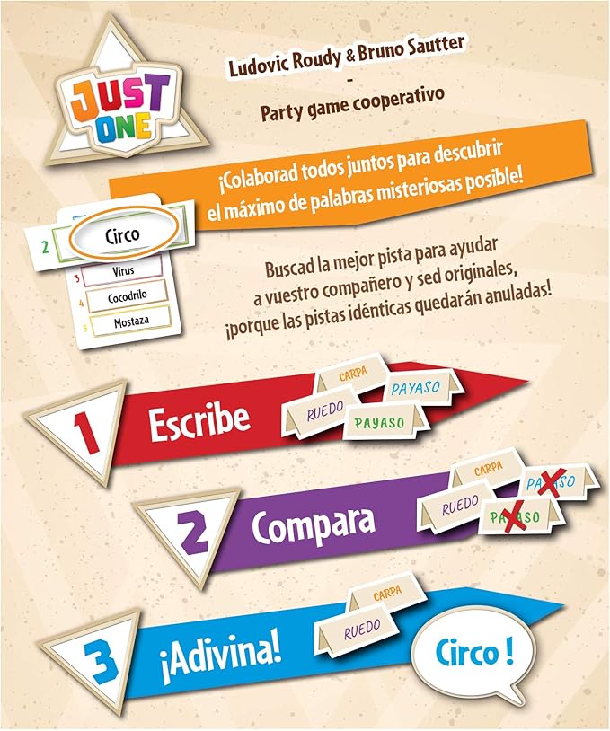 Just One en Español | Adivina la Palabra con Pistas Únicas | para 3 a 7 Jugadores | Edad 8+ | Ideal para Reuniones y Familia