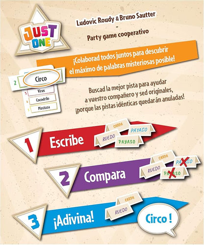 Just One en Español | Adivina la Palabra con Pistas Únicas | para 3 a 7 Jugadores | Edad 8+ | Ideal para Reuniones y Familia