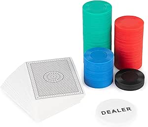 Juego de 200 fichas de póquer y baraja