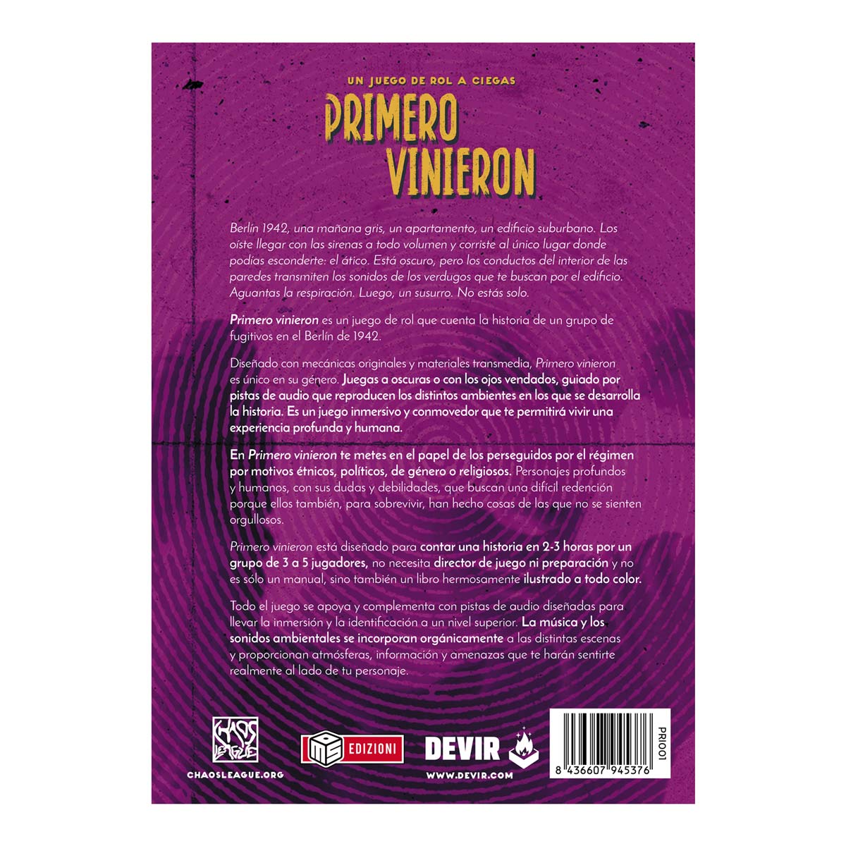 Primero Vinieron: Un juego de rol a ciegas - LIBRO ESPAÑOL