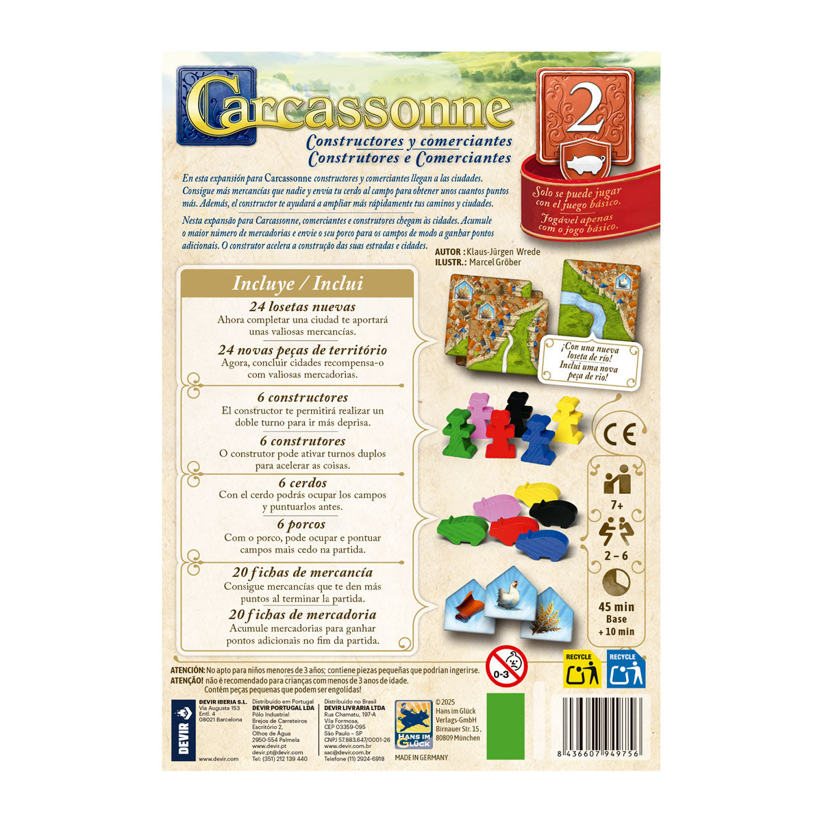 Carcassonne Expansión 2: Constructores y Comerciantes (Tercera Edición) - ESPAÑOL