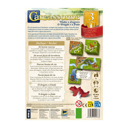 Carcassonne Expansión 3: Dragones y Hadas (Tercera Edición) - ESPAÑOL