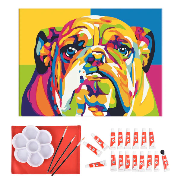 Pinta por Número - Bulldog Multicolor 30x40 (SIN CAJA)