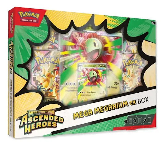 Pokémon TCG: Mega Evolution ME02.5 - Ascended Heroes Mega Meganium/Emboard/Feraligatr Ex box CASE - INGLÉS