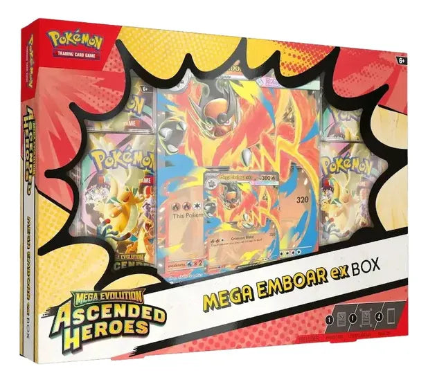 Pokémon TCG: Mega Evolution ME02.5 - Ascended Heroes Mega Meganium/Emboard/Feraligatr Ex box CASE - INGLÉS