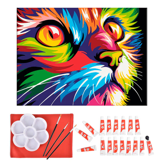 Pinta por Número - Gato de Colores 30x40 (SIN CAJA)