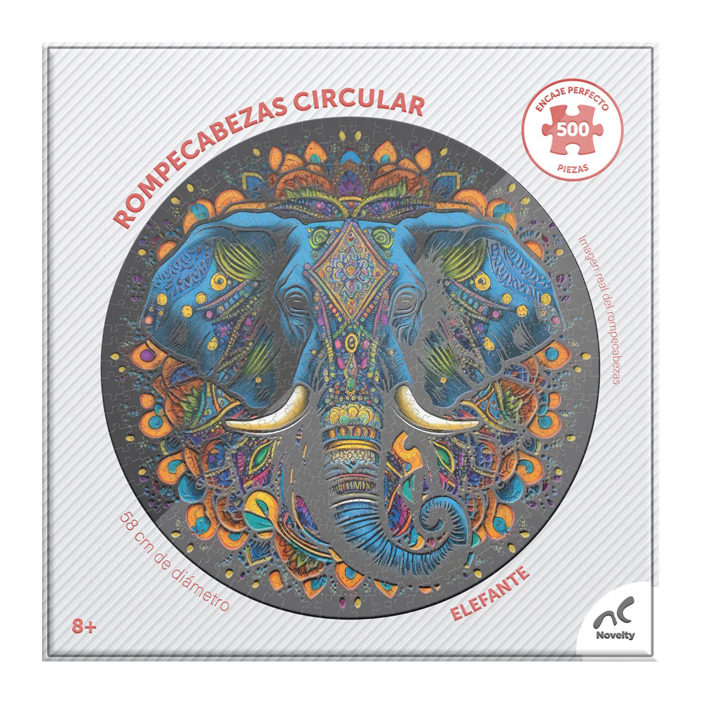 Rompecabezas Circular Barnizado Elefante 500 Piezas