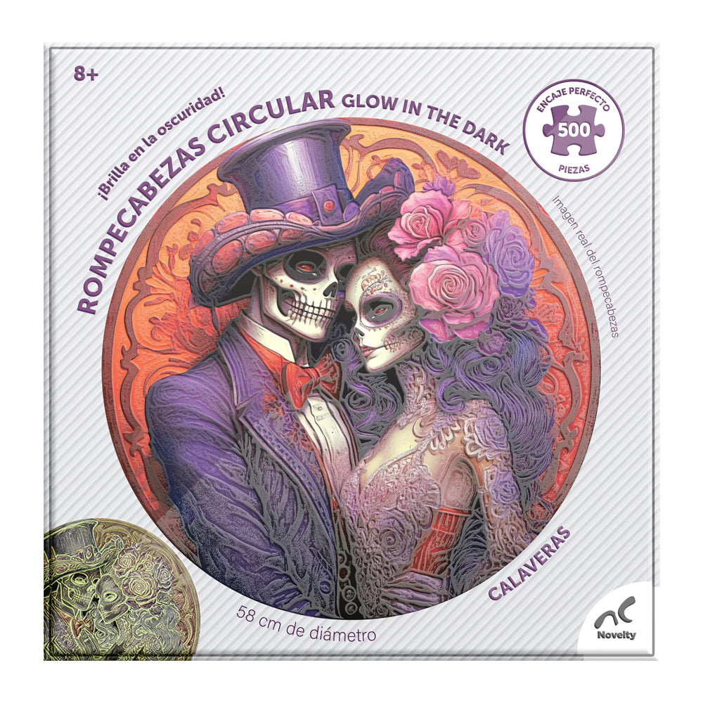 Rompecabezas Circular Glow in the Dark Catrina 500 Piezas