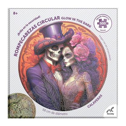 Rompecabezas Circular Glow in the Dark Catrina 500 Piezas