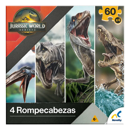 Rompecabezas Jurassic World Rebirth 4 en 1 60 Piezas