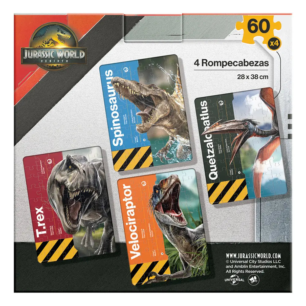 Rompecabezas Jurassic World Rebirth 4 en 1 60 Piezas
