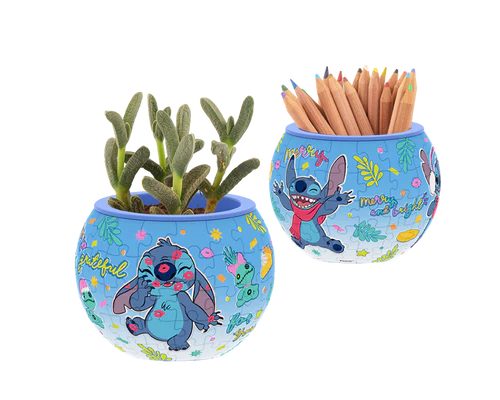 Rompecabezas Disney 3D Maceta Stitch Bailando 80 Piezas De Plástico