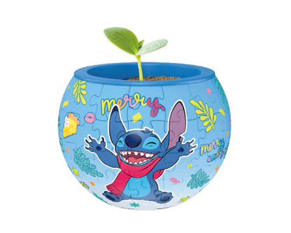 Rompecabezas Disney 3D Maceta Stitch Bailando 80 Piezas De Plástico
