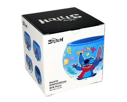 Rompecabezas Disney 3D Maceta Stitch Bailando 80 Piezas De Plástico