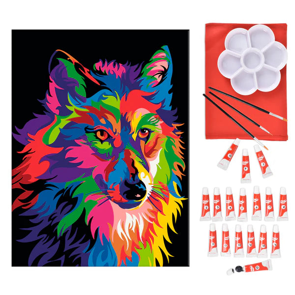 Pinta por Número - Lobo de Colores 30x40 (SIN CAJA)