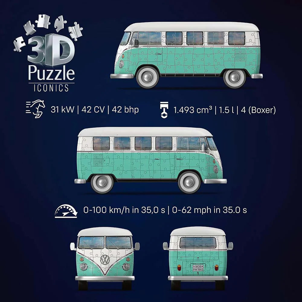 Rompecabezas Ravensburger 3D Puzzle Volkswagen T1 Iconics 162 Piezas