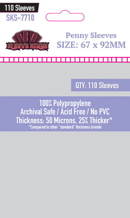 Sleeve King Penny Card Game Card Sleeves (67 X 92) - 110 Pack, 50 Microns SKS-7710