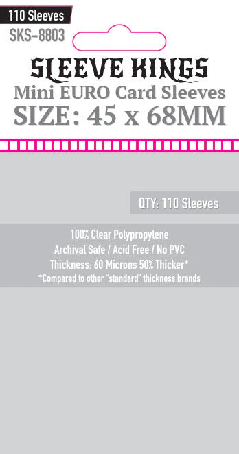 Sleeve King Mini Euro Card Sleeves (45x68mm) 110 Pack, 60 Micron, SKS-8803