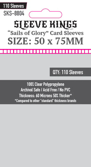 Sleeve King "Sails of Glory" Card Sleeves (50x75mm) 110 Pack, 60 Micron, SKS-8804