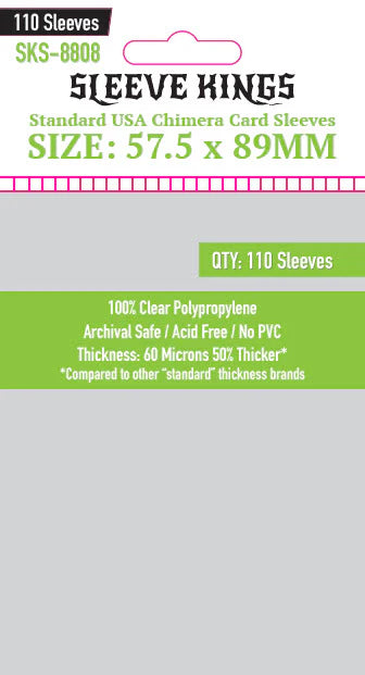 Sleeve King "Chimera" Standard USA Card Sleeves (57.5x89mm) 110 Pack, 60 Micron, SKS-8808