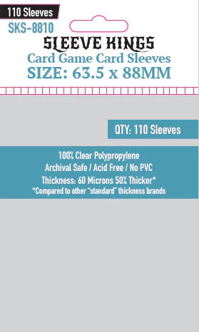 Sleeve King Standard Card Game Card Sleeves (63.5x88mm) 110 Pack, 60 Micron, SKS-8810