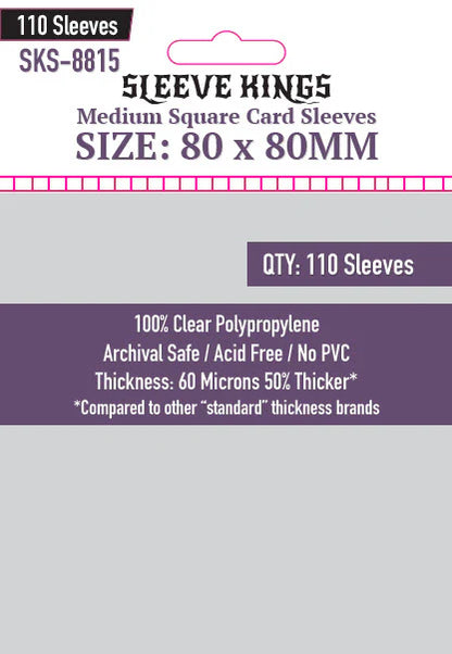 Sleeve King Medium Square Card Sleeves (80x80mm) 110 Pack, 60 Micron, SKS-8815