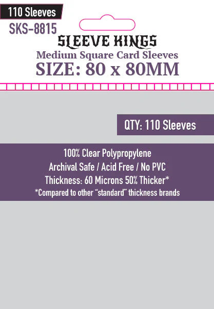 Sleeve King Medium Square Card Sleeves (80x80mm) 110 Pack, 60 Micron, SKS-8815